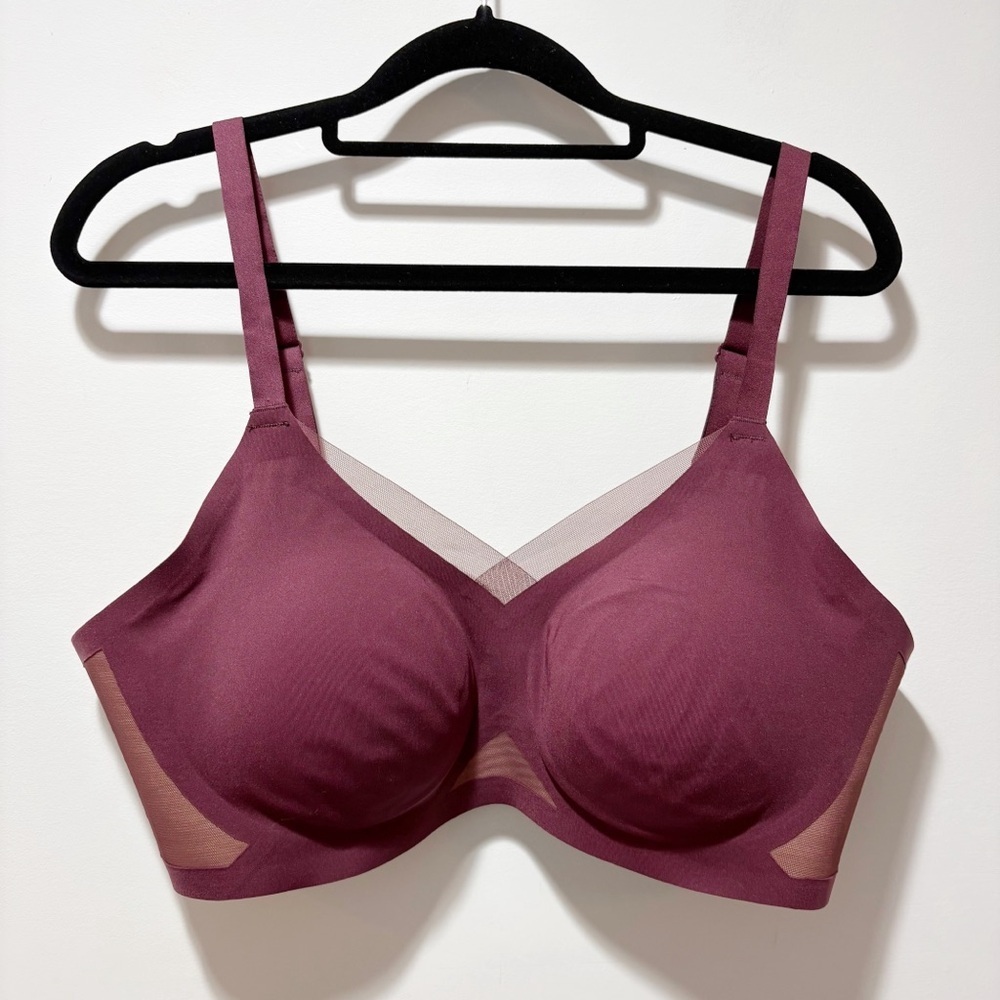 Honeylove Crossover Bra Size XL Fig Maroon Red Wireless Wireless Smoothing - Picture 2 of 14